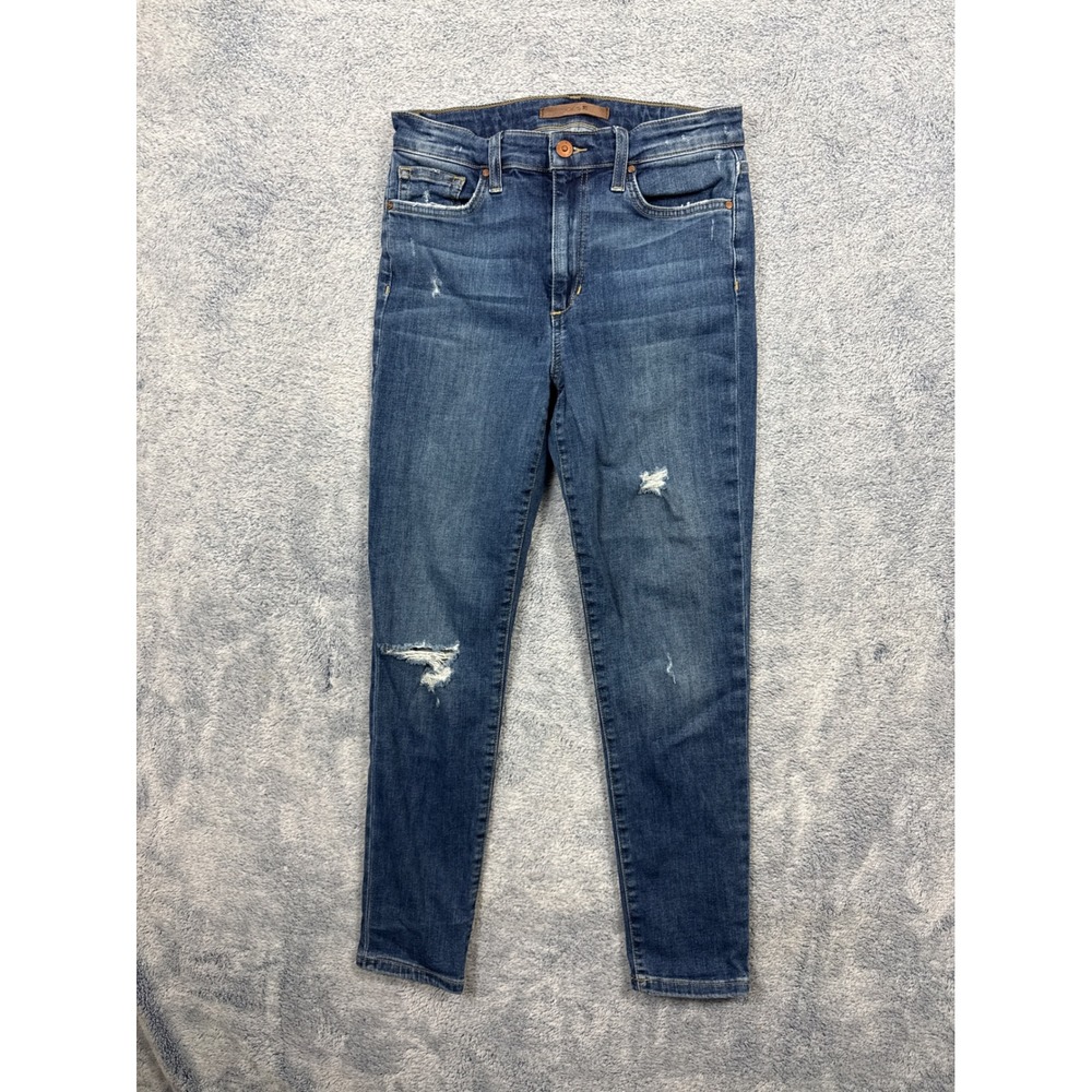 Joe's Jeans Womens 26 Blue High Rise Crop Distressed Skinny Denim